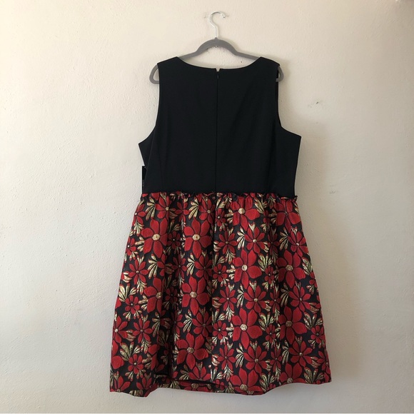 Tahari Arthur S. Levine Faille and Metallic Floral Fit-And-Flare Dress 22W NWT - Picture 6 of 14